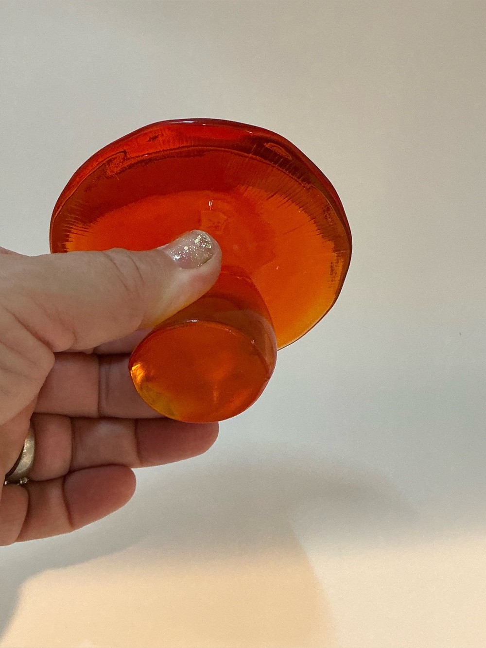 Mushroom Hand Blown Amber Art Glass Paperweight Vintage Mid-Century Style Decor - Picture 4 of 8